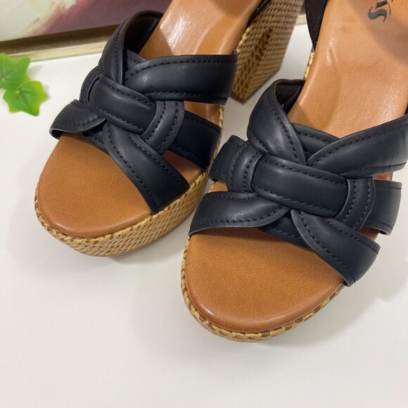 Korks by Kork-Ease Dee Sandals Strappy Wedge Heel Platforms in Black‎ 10 - Picture 6 of 11